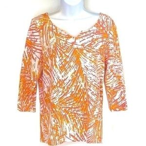 Fun Patterned Coral & Salmon Patterned Top!